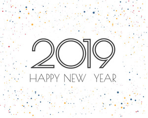 Happy new 2019 year. Greetings card. Colorful design. Vector illustration.