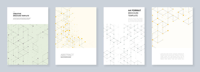 Minimal templates for flyer, leaflet, brochure, report, presentation. Modern line art pattern with connecting lines. Abstract geometric graphic background. Technology, digital network concept.