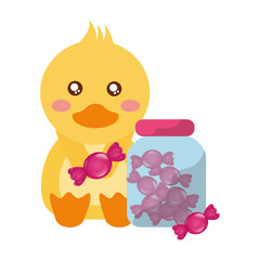 cute duck and jar sweet candies