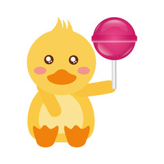 cute duck and lollipop sweet candy