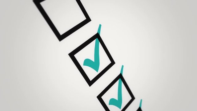 Animation marker drawing a tick in the box for voting on paper. Animation of seamless loop.