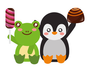 cute frog and penguin sweet candies