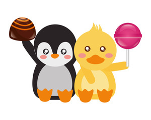 cute duck and penguin sweet candies