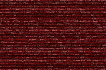 Writing programming code on laptop. Digital binary data on computer screen