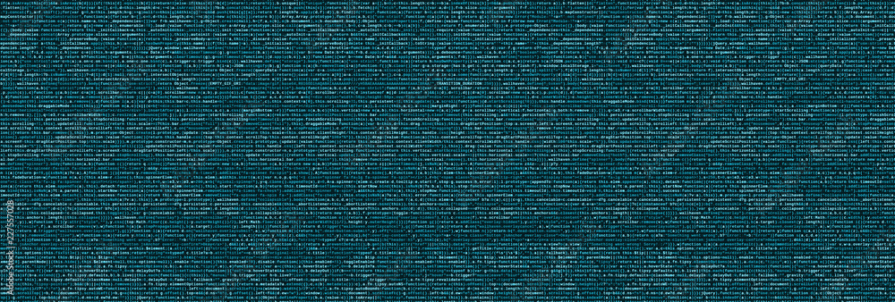 Poster big data and internet of things trend. it specialist workplace. website html code on the laptop disp