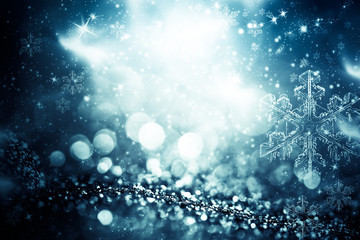 abstract Christmas background with holiday lights and copy space - magic bokeh glitter with...