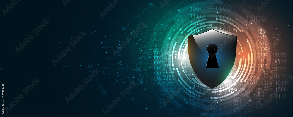 Wall mural security cyber digital concept abstract technology background protect system innovation vector illus
