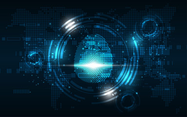 Security cyber digital concept fingerprint scan Abstract technology background protect system innovation vector illustration