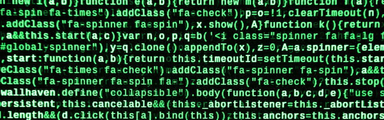 JavaScript code in text editor. Coding cyberspace concept. Screen of web developing code