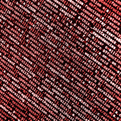 Writing programming code on laptop. Digital binary data on computer screen