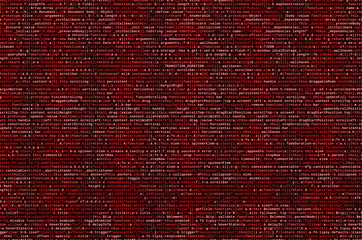 Javascript functions, variables, objects. Monitor closeup of function source code. IT specialist...