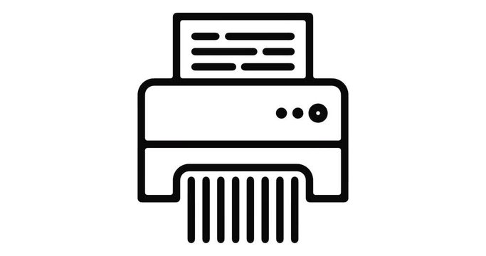 Paper shredder line icon motion graphic animation with alpha channel.
