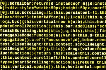 Big data and Internet of things trend. IT specialist workplace. Website HTML Code on the Laptop...