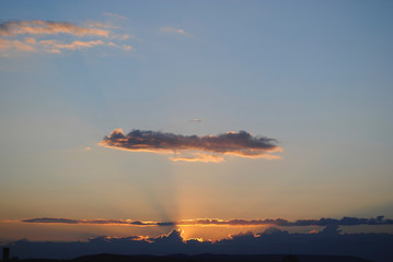 Sunset light from behind clouds