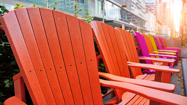 Colorful Chairs On King Street In Front If TIFF (Toronto International Film Festival) Entrance