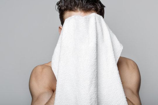 Handsome young man beauty session.