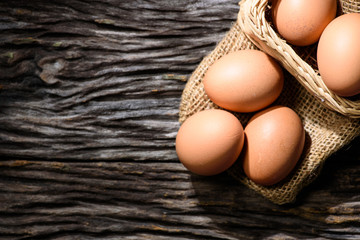 eggs on wooden background