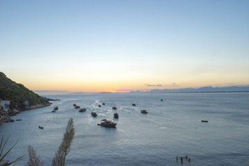 boats at sunset