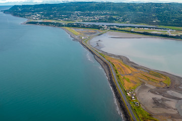 Aerial photography view of the Homer Spit, in Homer Alaska