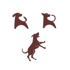 set of three dog logo collection. animal logo in bundle. modern style. simple logo.