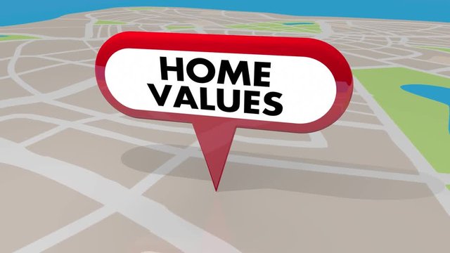 Home Values House Property Worth Valuation Map Pin 3d Animation