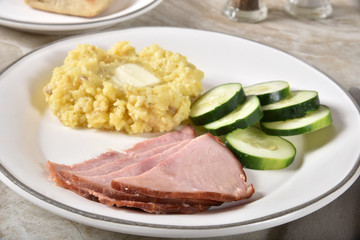 Baked ham and potato dinner