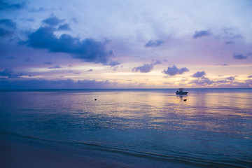 Fototapeta na wymiar Beautiful Sunset on the beach, vacation in tropical island, Kayangel state, Palau, Pacific