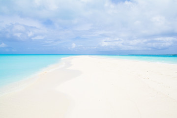 Fototapeta na wymiar Blue sea and White sand, beautiful holiday, long beach, Kayangel state, Palau, Pacific