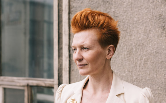 Portrait of a attractive  real woman of fifty years