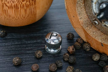 Black pepper with the grinder knob labelled as P