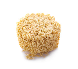Instant noodles or dry noodles circle isolated on white background