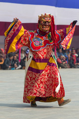 Tibetan buddhism ,Mask dance ,cham at Bhutan temple
