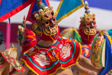 Tibetan buddhism ,Mask dance ,cham at Bhutan temple