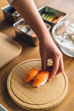 Chef making a sushi dish