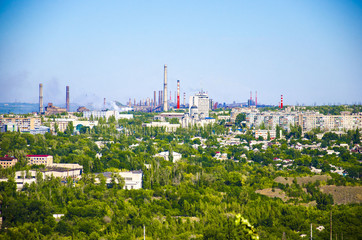 Town, factory far away