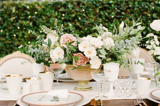 Romantic Garden Wedding Reception table