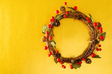 Christmas wreath. Holly ornament.
