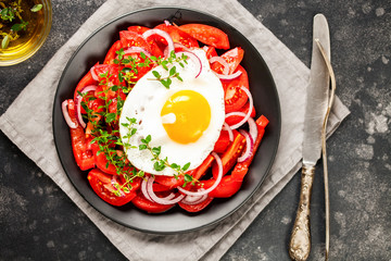Tomatoes and fried eggs