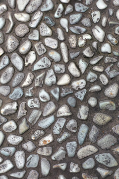 Pavement made out of beautiful bluish pebbles in Bali