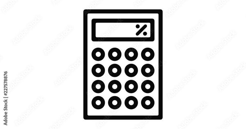 Poster calculator line icon motion graphic animation with alpha channel.