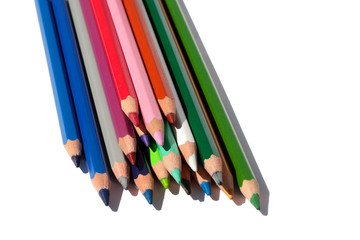 Fototapeta premium Multi color pencils for drawing on a white background isolated