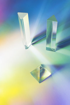 Prisms in coloured light...
