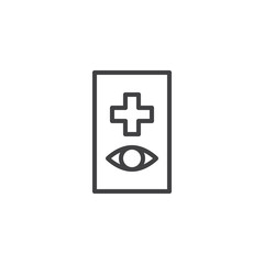Obraz premium Ophthalmology cross and eye outline icon. linear style sign for mobile concept and web design. Medical sign simple line vector icon. Symbol, logo illustration. Pixel perfect vector graphics