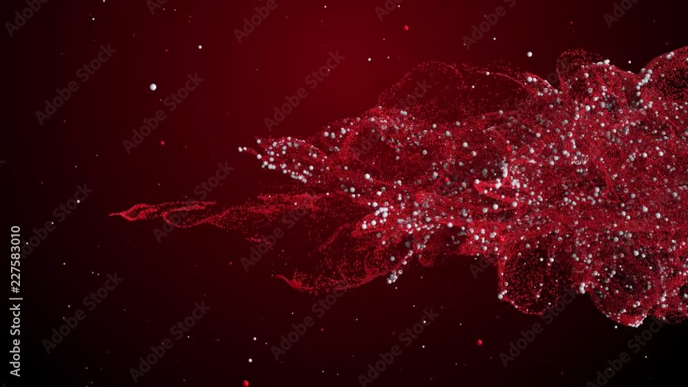Poster 3d render abstract background with complex particle simulation. twirl, curl and turbulence affect pa
