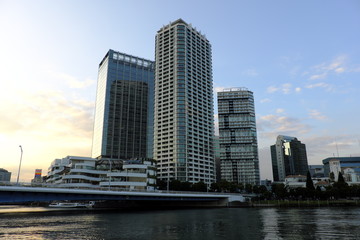 Fototapeta na wymiar 横浜市みなとみらい大橋と高層ビル