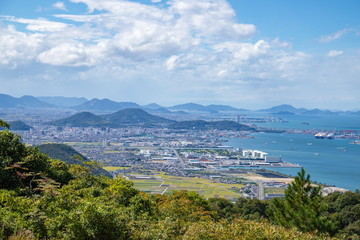 Fototapeta na wymiar Distant view of sakaide city and port,Kagawa,Shikoku,Japan
