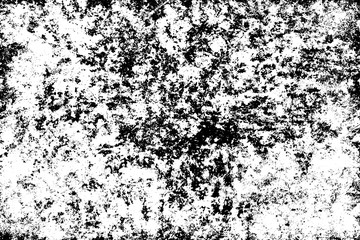 Texture of scratches, cracks, dust, chips, scuffs. Abstract monochrome grunge background. Vintage black and white surface. Vector dark dirty pattern