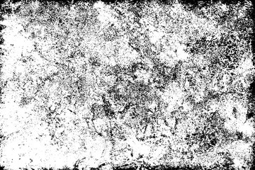 Texture of scratches, cracks, dust, chips, scuffs. Abstract monochrome grunge background. Vintage black and white surface. Vector dark dirty pattern