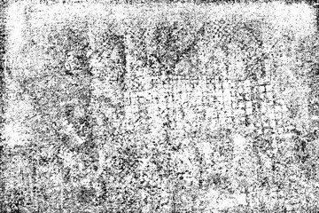 Texture of scratches, cracks, dust, chips, scuffs. Abstract monochrome grunge background. Vintage black and white surface. Vector dark dirty pattern
