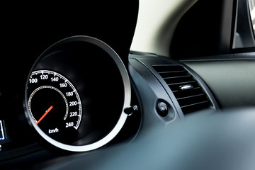 Car speed dashboard meter with light illuminated